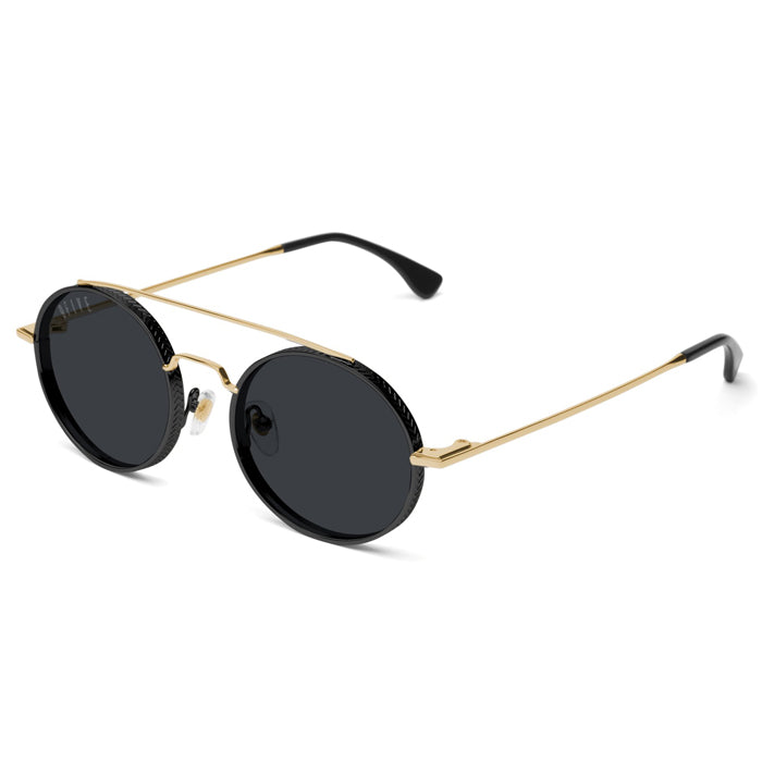 9Five 50-50 Black & 24K Gold Sunglasses