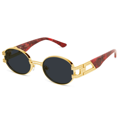 9Five 50-50 Black & 24K Gold Sunglasses
