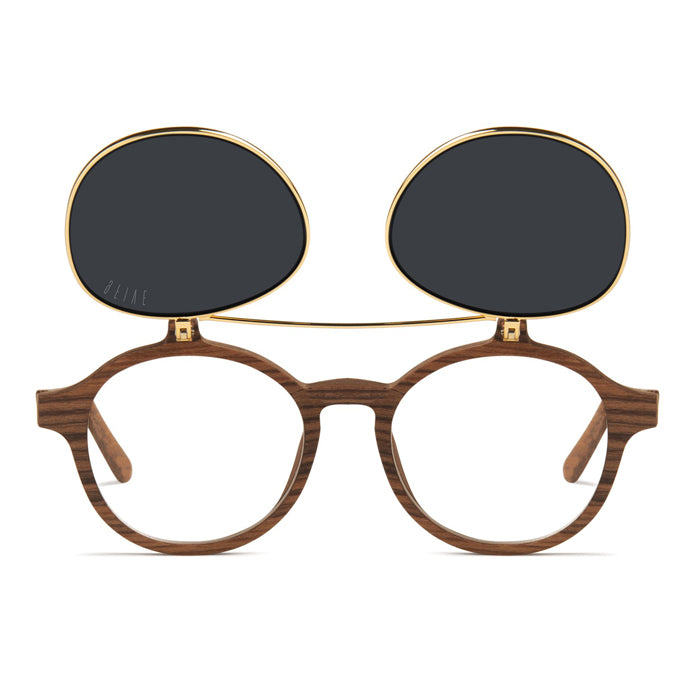 9Five Lane Wood 24K Gold Flip Up Sunglasses