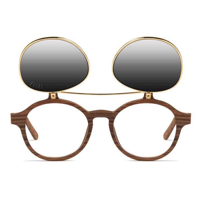 9Five Lane Wood 24K Gold Flip Up Gradient Sunglasses