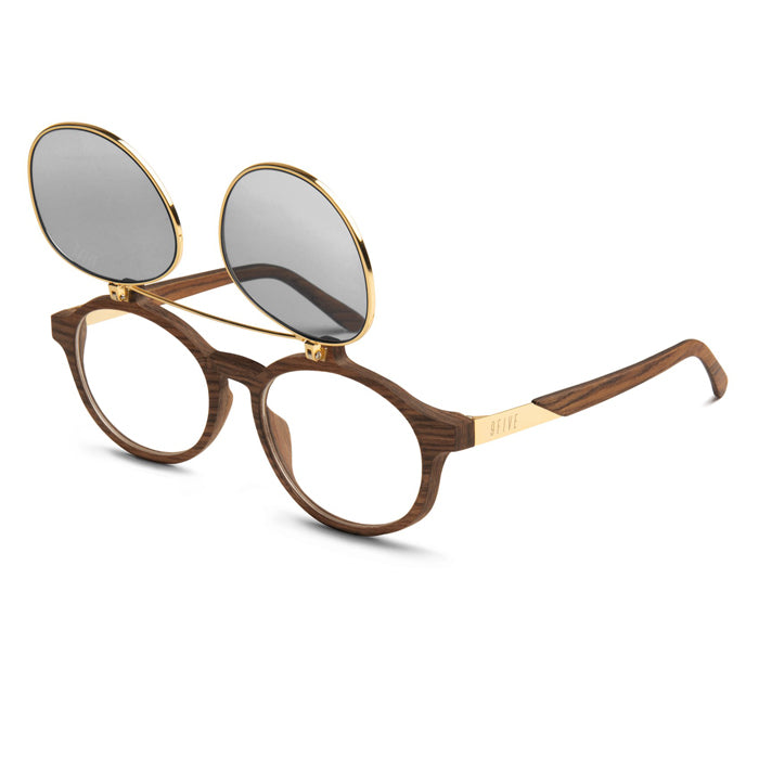 9Five Lane Wood 24K Gold Flip Up Gradient Sunglasses