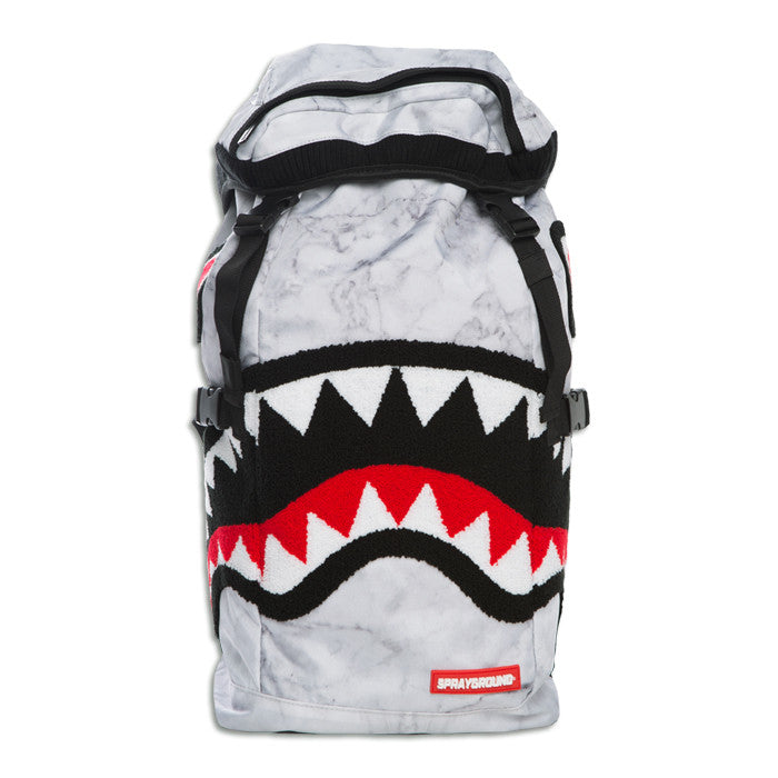 Sprayground Chenille White Marble Shark Top Loader