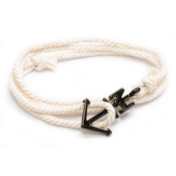 Nautical Black Anchor Cream Bracelet