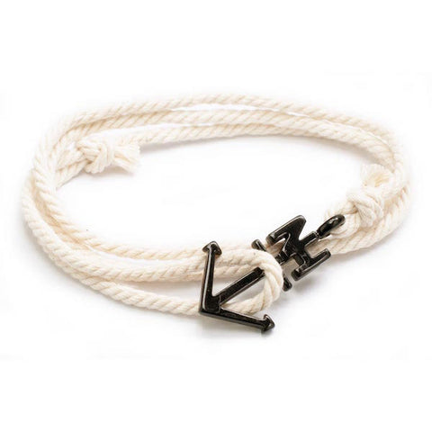 Nautical Black Anchor Navy/White Bracelet