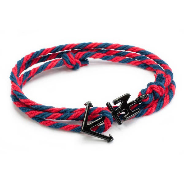 Nautical Black Anchor Navy/Red Bracelet