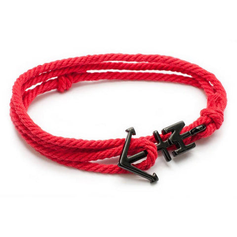 Nautical Black Anchor Red Bracelet