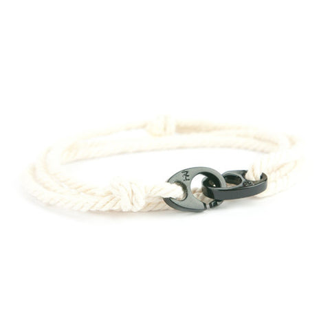 Nautical Black Anchor Brown Leather Bracelet