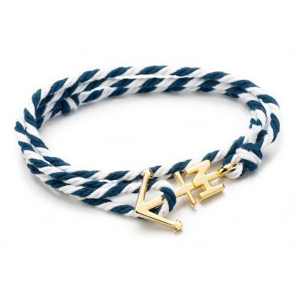 Nautical Gold Anchor Navy/White Bracelet