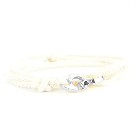 Nautical Silver Anchor Black Bracelet
