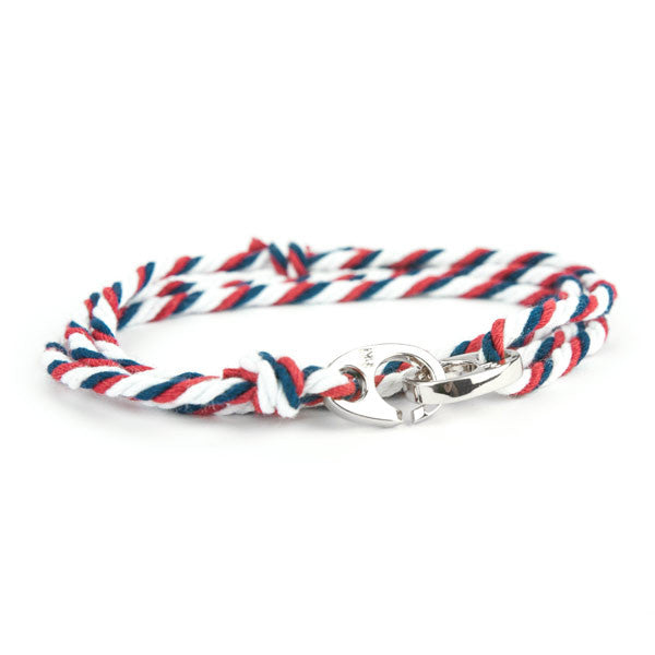 Nautical Silver Brummel Navy/White/Red Bracelet
