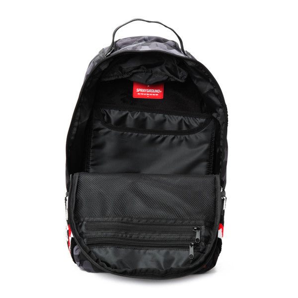 Sprayground Chenille Black Camo Shark Backpack