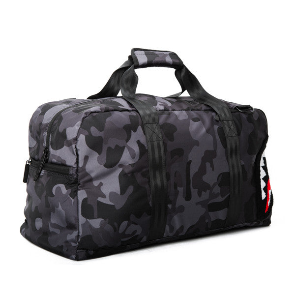 Sprayground Chenille Black Camo Shark Duffel