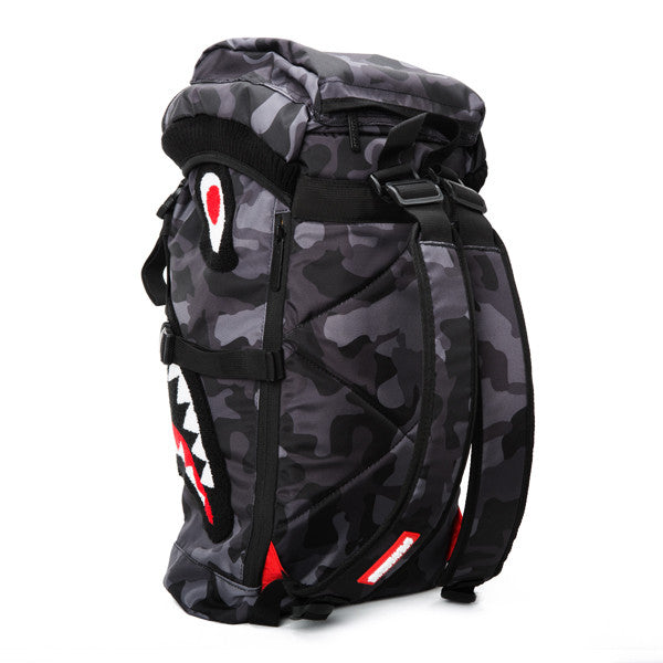 Sprayground Chenille Black Camo Shark Top Loader