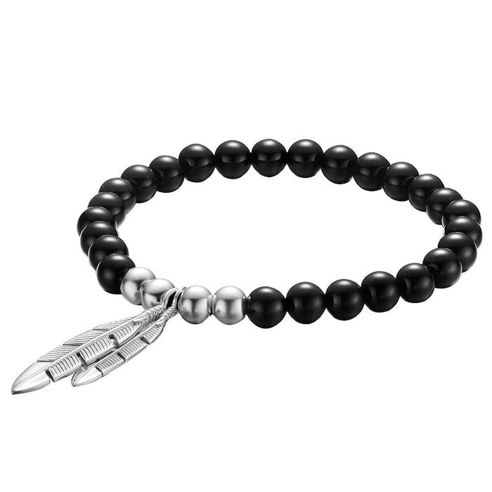 Mister Silver Feather Bead Bracelet