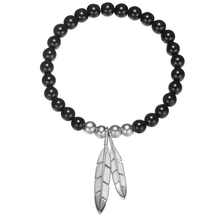 Mister Silver Feather Bead Bracelet