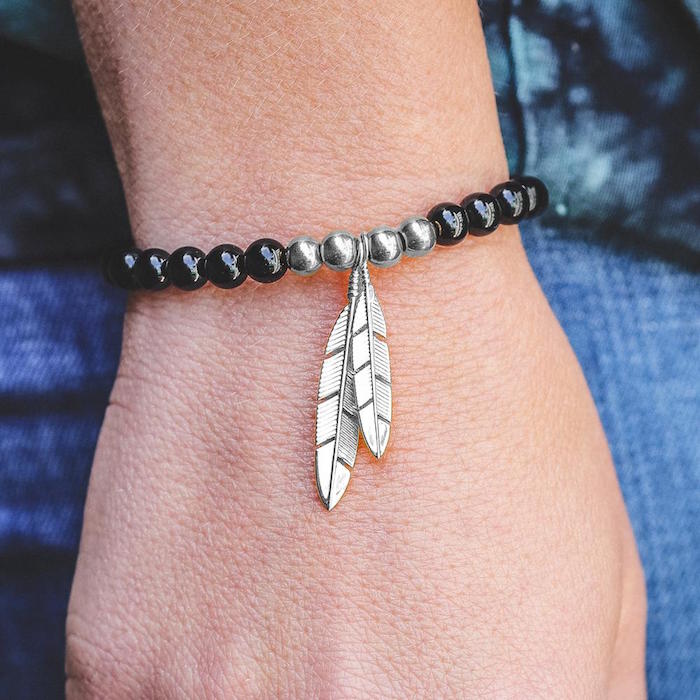 Mister Silver Feather Bead Bracelet