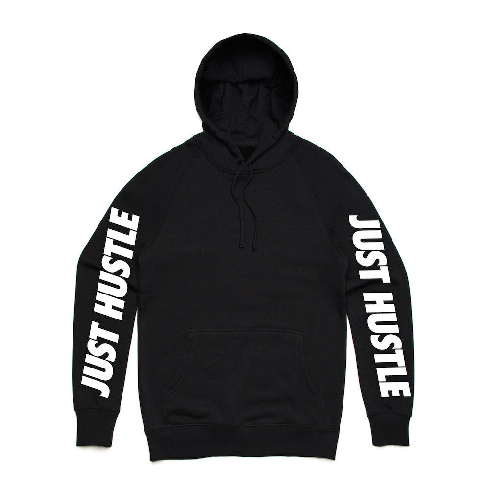Just Hustle Bare Arms Black Hoodie