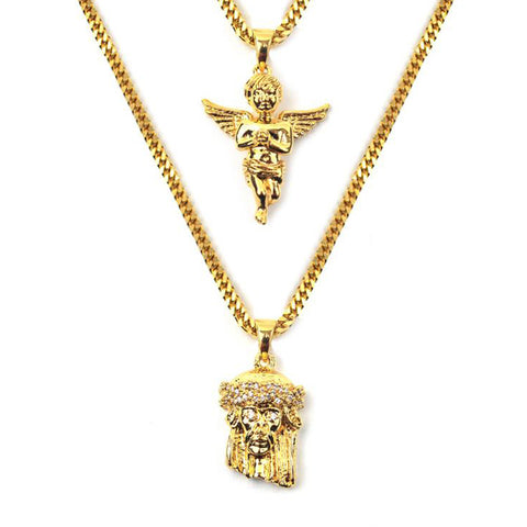 Gold Gods Angel & Jesus Layered Set