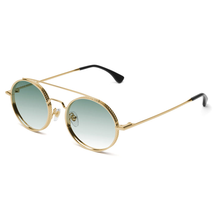 9Five 50-50 24K Gold & Green Sunglasses