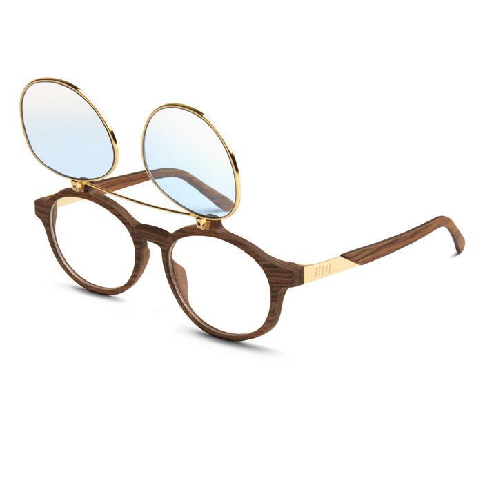 9Five Lane Wood 24K Gold Flip Up Blue Sunglasses – Beyond Hype