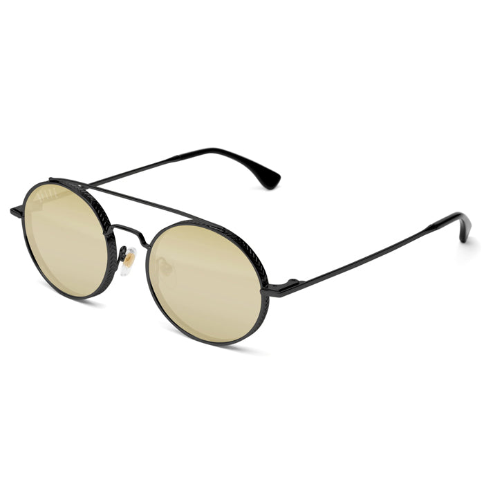 9Five 50-50 Blackout Gold Mirror Sunglasses