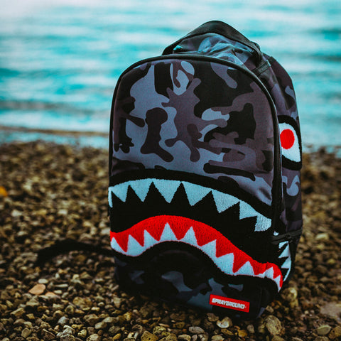 Sprayground Gold Sequin Shark Backpack