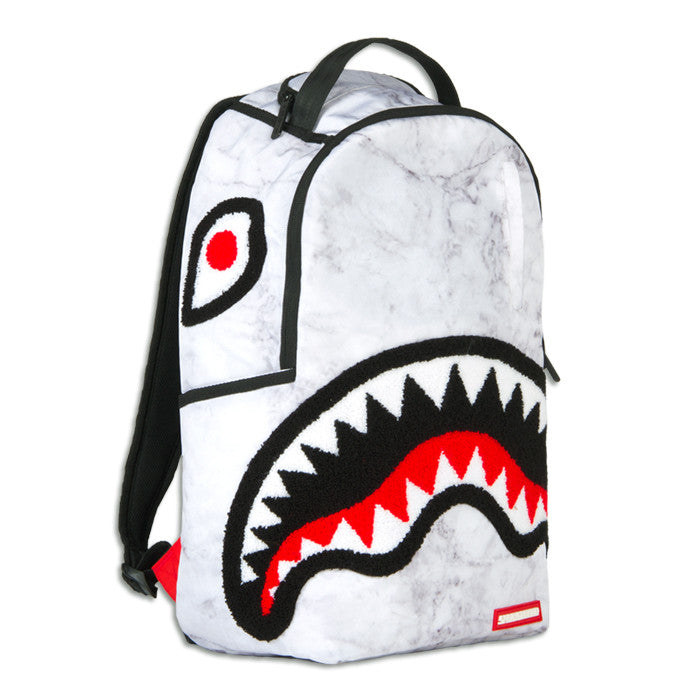 Sprayground Chenille White Marble Shark Backpack – Beyond Hype