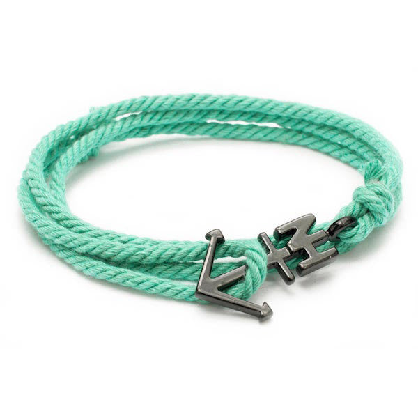 Nautical Black Anchor Mint Bracelet