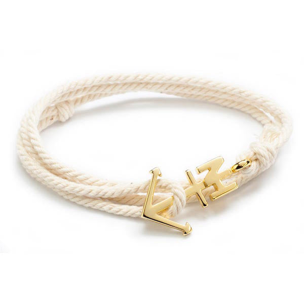 Nautical Gold Anchor Cream Bracelet