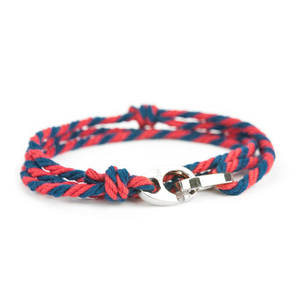 Nautical Silver Brummel Navy/Red Bracelet