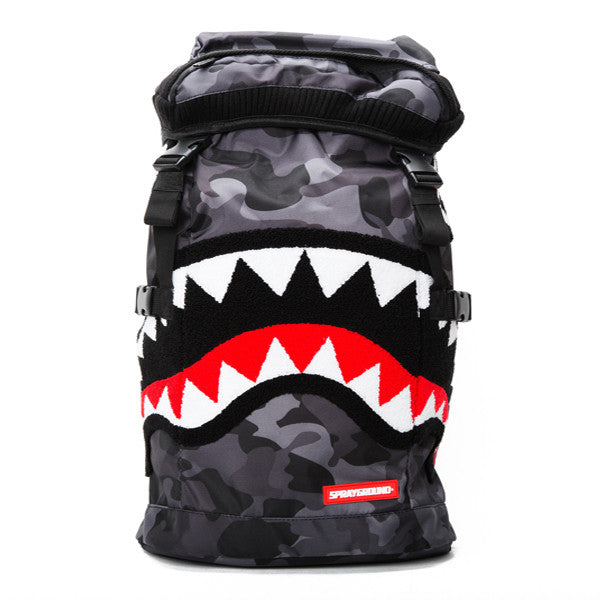 Sprayground Chenille Black Camo Shark Top Loader – Beyond Hype Premier  Streetwear