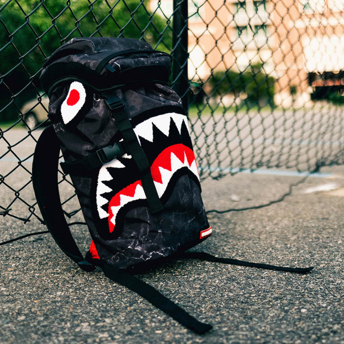 Sprayground Chenille White Marble Shark Backpack – Beyond Hype Premier  Streetwear